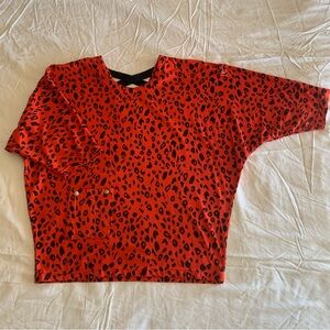 Vintage Chaus Red Leopard Print Top
